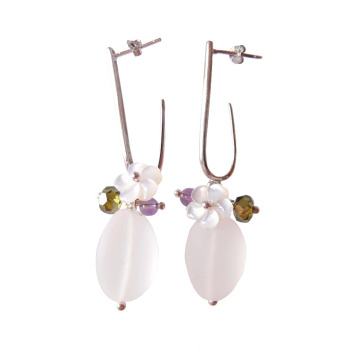 Fashion Big White White Crystal Earrings Natural Stone Dangling Earrings